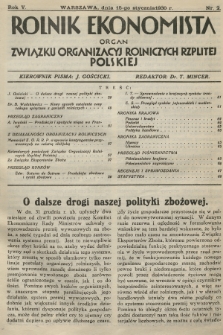 Rolnik Ekonomista : organ Związku Organizacyj Rolniczych Rzplitej Polskiej. R.5, T.8, 1930, nr 2