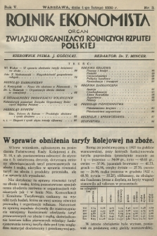 Rolnik Ekonomista : organ Związku Organizacyj Rolniczych Rzplitej Polskiej. R.5, T.8, 1930, nr 3