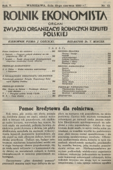 Rolnik Ekonomista : organ Związku Organizacyj Rolniczych Rzplitej Polskiej. R.5, T.8, 1930, nr 12