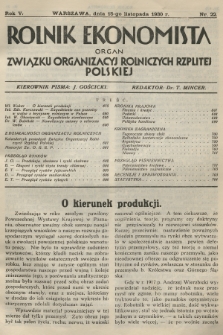 Rolnik Ekonomista : organ Związku Organizacyj Rolniczych Rzplitej Polskiej. R.5, T.8, 1930, nr 22