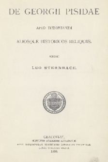 De Georgii Pisidae apud Theophanem aliosque historicos reliquiis