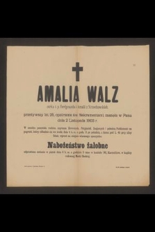 Amalia Walz córka ś. p. Ferdynanda i Amalii z Strzechowskich, przeżywszy lat 25 [...] zasnęła w Panu dnia 2 Listopada 1903 r. [...]