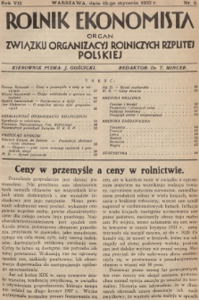 Rolnik Ekonomista : organ Związku Organizacyj Rolniczych Rzplitej Polskiej. R.7, T.10, 1932, nr 2