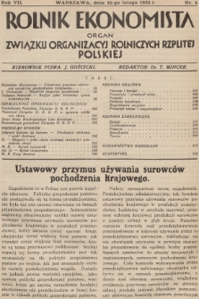 Rolnik Ekonomista : organ Związku Organizacyj Rolniczych Rzplitej Polskiej. R.7, T.10, 1932, nr 4