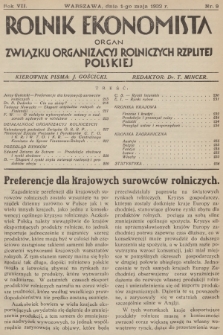 Rolnik Ekonomista : organ Związku Organizacyj Rolniczych Rzplitej Polskiej. R.7, T.10, 1932, nr 9