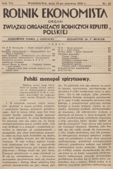 Rolnik Ekonomista : organ Związku Organizacyj Rolniczych Rzplitej Polskiej. R.7, T.10, 1932, nr 12