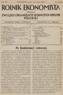 Rolnik Ekonomista : organ Związku Organizacyj Rolniczych Rzplitej Polskiej. R.7, T.10, 1932, nr 13/14