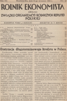 Rolnik Ekonomista : organ Związku Organizacyj Rolniczych Rzplitej Polskiej. R.7, T.10, 1932, nr 18