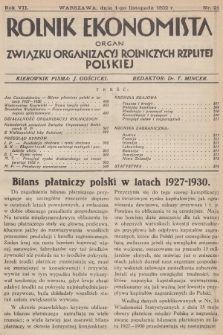 Rolnik Ekonomista : organ Związku Organizacyj Rolniczych Rzplitej Polskiej. R.7, T.10, 1932, nr 21