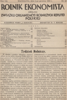 Rolnik Ekonomista : organ Związku Organizacyj Rolniczych Rzplitej Polskiej. R.7, T.10, 1932, nr 23