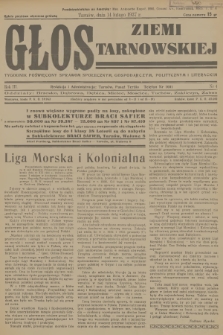 Głos Ziemi Tarnowskiej : tygodnik poświęcony sprawom społecznym, gospodarczym, politycznym i literackim. R.3, 1937, nr 4