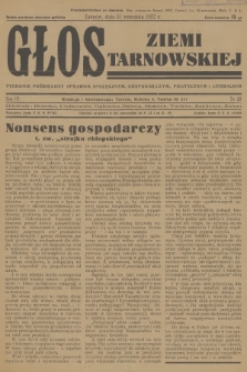 Głos Ziemi Tarnowskiej : tygodnik poświęcony sprawom społecznym, gospodarczym, politycznym i literackim. R.3, 1937, nr 29