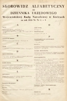 Dziennik Urzędowy Wojewódzkiej Rady Narodowej w Kielcach. 1953, skorowidz alfabetyczny