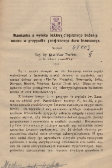 Wzmianka o wyniku bakteryjologicznego badania moczu w przypadku podejrzanego duru brzusznego