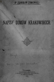 Uwagi o napisach domów krakowskich