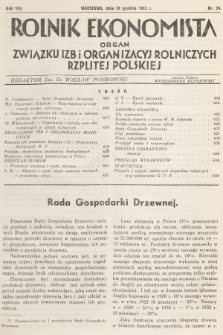 Rolnik Ekonomista : organ Związku Izb i Organizacyj Rolniczych Rzplitej Polskiej. R.8, T.11, 1933, nr 24