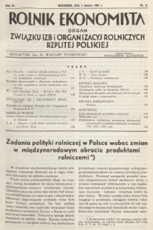 Rolnik Ekonomista : organ Związku Izb i Organizacyj Rolniczych Rzplitej Polskiej. R.9, T.12, 1934, nr 5