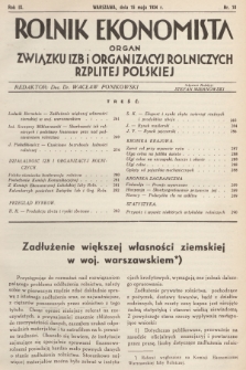 Rolnik Ekonomista : organ Związku Izb i Organizacyj Rolniczych Rzplitej Polskiej. R.9, T.12, 1934, nr 10