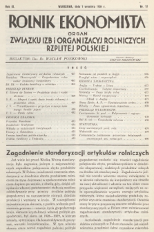 Rolnik Ekonomista : organ Związku Izb i Organizacyj Rolniczych Rzplitej Polskiej. R.9, T.12, 1934, nr 17