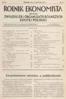 Rolnik Ekonomista : organ Związku Izb i Organizacyj Rolniczych Rzplitej Polskiej. R.9, T.12, 1934, nr 20