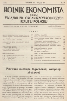 Rolnik Ekonomista : organ Związku Izb i Organizacyj Rolniczych Rzplitej Polskiej. R.9, T.12, 1934, nr 21