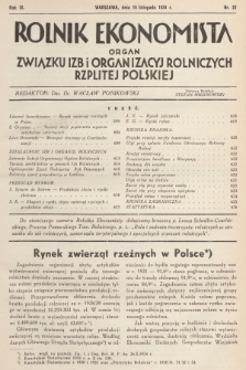 Rolnik Ekonomista : organ Związku Izb i Organizacyj Rolniczych Rzplitej Polskiej. R.9, T.12, 1934, nr 22