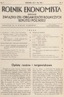Rolnik Ekonomista : organ Związku Izb i Organizacyj Rolniczych Rzplitej Polskiej. R.10, T. 10 [i.e.13], 1935, nr 3
