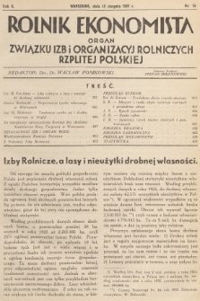 Rolnik Ekonomista : organ Związku Izb i Organizacyj Rolniczych Rzplitej Polskiej. R.10, T. 10 [i.e.13], 1935, nr 16