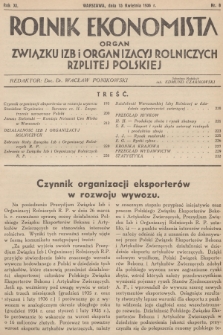 Rolnik Ekonomista : organ Związku Izb i Organizacyj Rolniczych Rzplitej Polskiej. R.11, T. 11 [i.e.14], 1936, nr 8