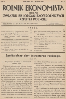 Rolnik Ekonomista : organ Związku Izb i Organizacyj Rolniczych Rzplitej Polskiej. R.11, T. 11 [i.e.14], 1936, nr 17