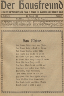 Der Hausfreund : Zeitschrift für Gemeinde und Haus : Organ der Baptistengemeinden in Polen. R.32, 1926, Nummer 4