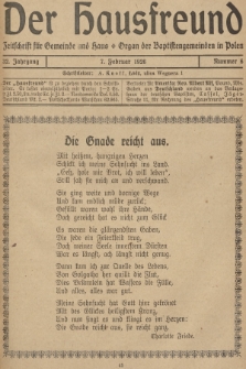 Der Hausfreund : Zeitschrift für Gemeinde und Haus : Organ der Baptistengemeinden in Polen. R.32, 1926, Nummer 6