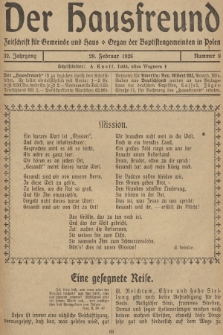 Der Hausfreund : Zeitschrift für Gemeinde und Haus : Organ der Baptistengemeinden in Polen. R.32, 1926, Nummer 9