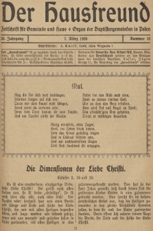 Der Hausfreund : Zeitschrift für Gemeinde und Haus : Organ der Baptistengemeinden in Polen. R.32, 1926, Nummer 10