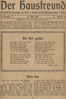 Der Hausfreund : Zeitschrift für Gemeinde und Haus : Organ der Baptistengemeinden in Polen. R.32, 1926, Nummer 12