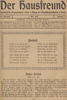 Der Hausfreund : Zeitschrift für Gemeinde und Haus : Organ der Baptistengemeinden in Polen. R.32, 1926, Nummer 18