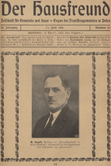 Der Hausfreund : Zeitschrift für Gemeinde und Haus : Organ der Baptistengemeinden in Polen. R.32, 1926, Nummer 24