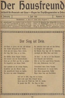 Der Hausfreund : Zeitschrift für Gemeinde und Haus : Organ der Baptistengemeinden in Polen. R.32, 1926, Nummer 27