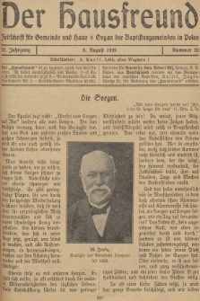 Der Hausfreund : Zeitschrift für Gemeinde und Haus : Organ der Baptistengemeinden in Polen. R.32, 1926, Nummer 32