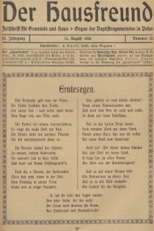 Der Hausfreund : Zeitschrift für Gemeinde und Haus : Organ der Baptistengemeinden in Polen. R.32, 1926, Nummer 33