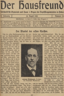 Der Hausfreund : Zeitschrift für Gemeinde und Haus : Organ der Baptistengemeinden in Polen. R.32, 1926, Nummer 34