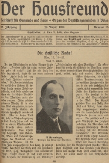Der Hausfreund : Zeitschrift für Gemeinde und Haus : Organ der Baptistengemeinden in Polen. R.32, 1926, Nummer 35