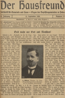 Der Hausfreund : Zeitschrift für Gemeinde und Haus : Organ der Baptistengemeinden in Polen. R.32, 1926, Nummer 37