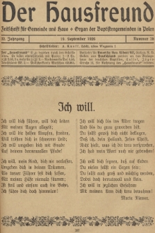 Der Hausfreund : Zeitschrift für Gemeinde und Haus : Organ der Baptistengemeinden in Polen. R.32, 1926, Nummer 38