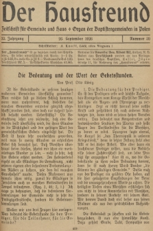 Der Hausfreund : Zeitschrift für Gemeinde und Haus : Organ der Baptistengemeinden in Polen. R.32, 1926, Nummer 39