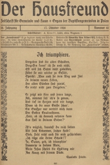 Der Hausfreund : Zeitschrift für Gemeinde und Haus : Organ der Baptistengemeinden in Polen. R.32, 1926, Nummer 42