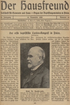 Der Hausfreund : Zeitschrift für Gemeinde und Haus : Organ der Baptistengemeinden in Polen. R.32, 1926, Nummer 46