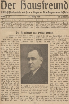 Der Hausfreund : Zeitschrift für Gemeinde und Haus : Organ der Baptistengemeinden in Polen. R.34, 1928, Nummer 13