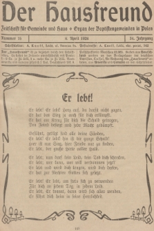 Der Hausfreund : Zeitschrift für Gemeinde und Haus : Organ der Baptistengemeinden in Polen. R.34, 1928, Nummer 15