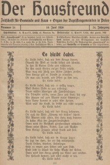 Der Hausfreund : Zeitschrift für Gemeinde und Haus : Organ der Baptistengemeinden in Polen. R.34, 1928, Nummer 24
